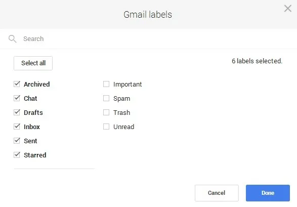 Select Gmail Labels