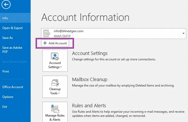 File option add Account