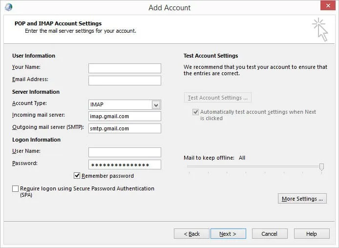 add account more settings