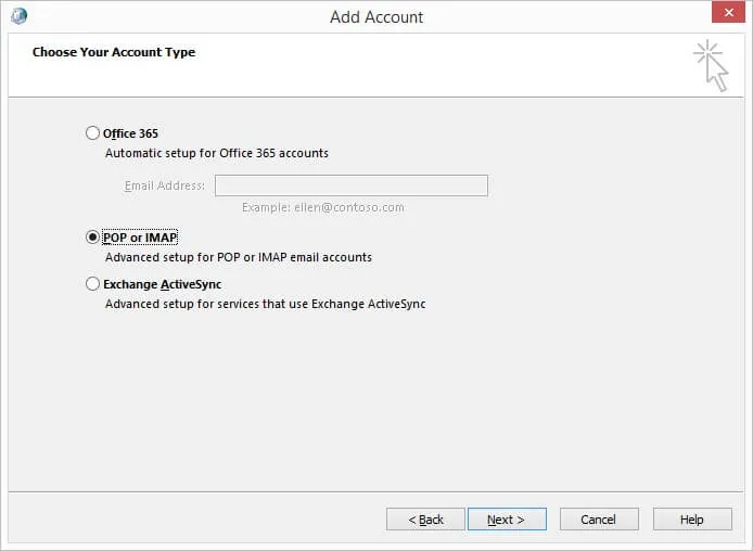 add account POP or IMAP