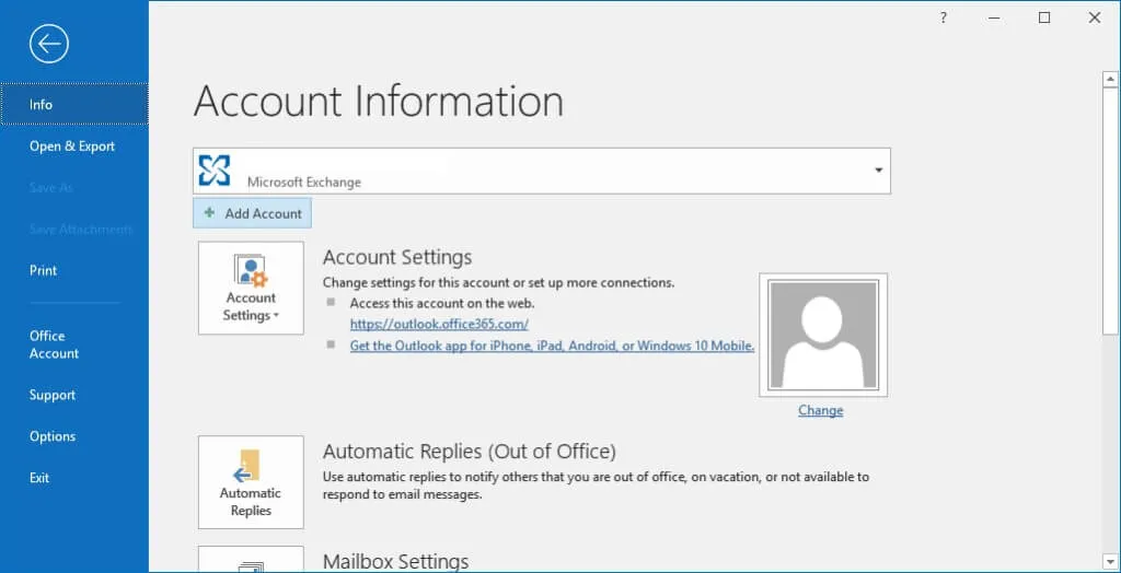 outlook add account