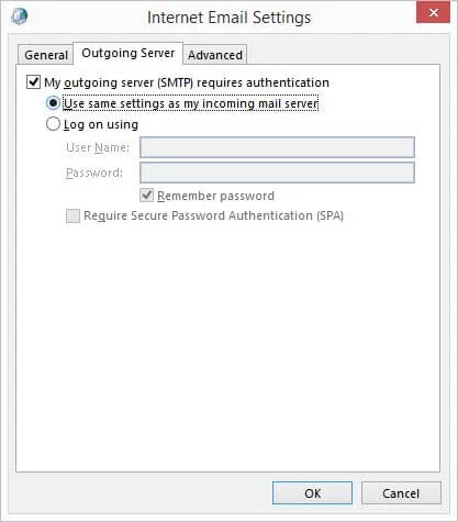 settings for incoming mail server